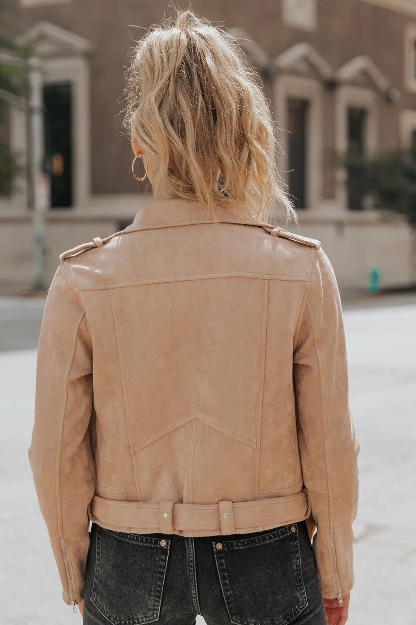 Hallie Vegan Suede Moto Jacket