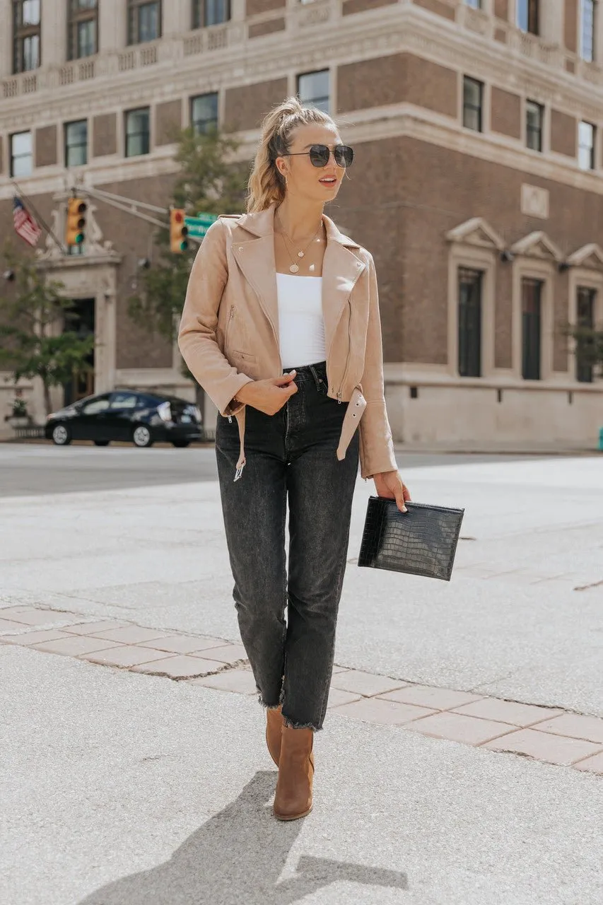 Hallie Vegan Suede Moto Jacket