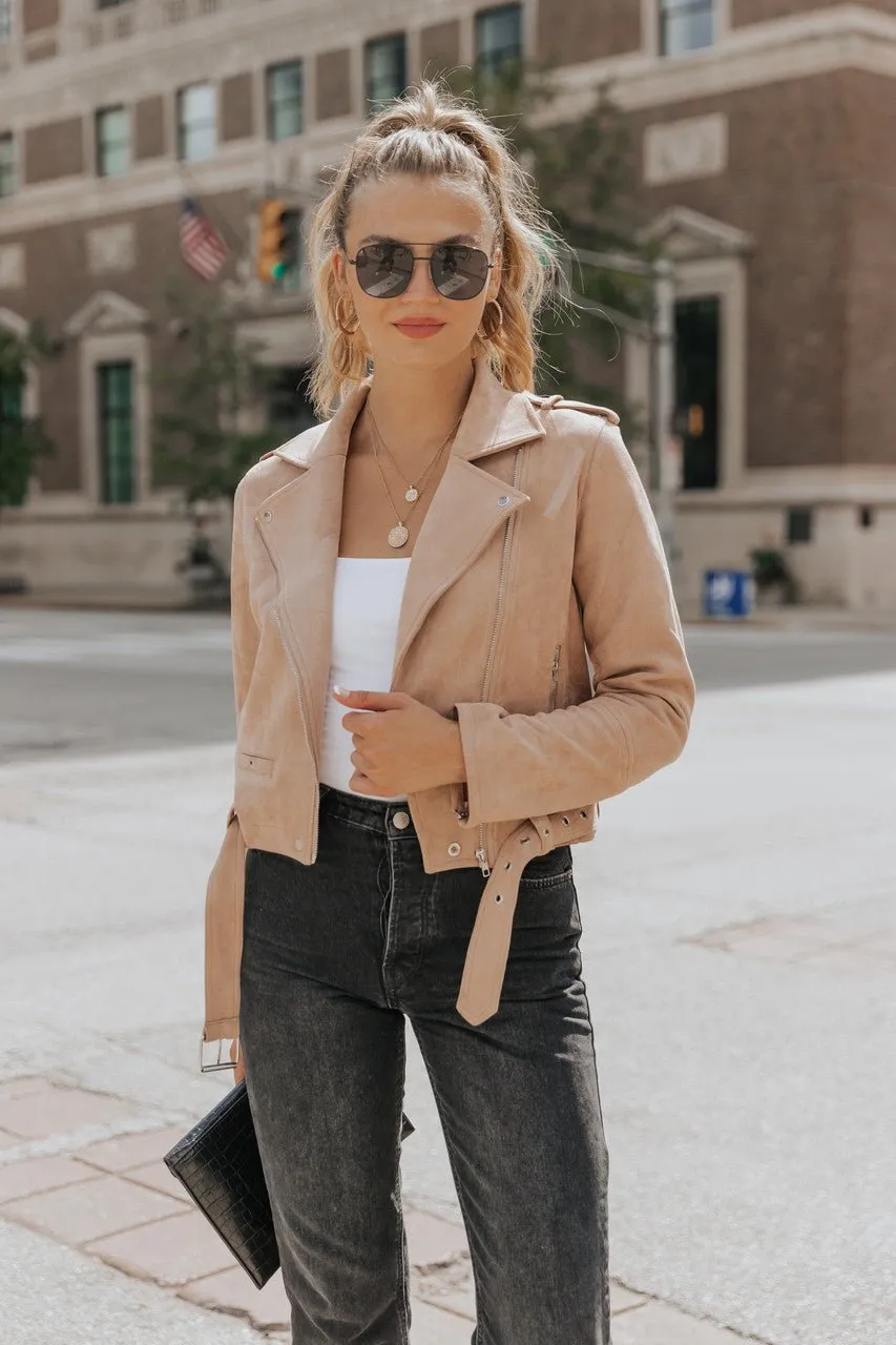 Hallie Vegan Suede Moto Jacket
