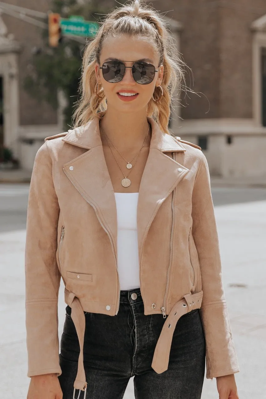 Hallie Vegan Suede Moto Jacket