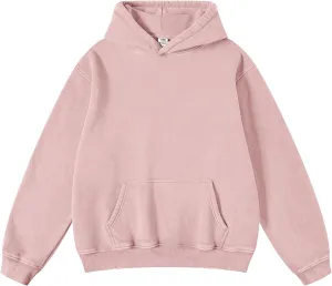 Hatant Oversized Hoodie Sweatshirts for Men Couples Heavyweight Hoodies Pullover Vintage Mens Acid Wash Sweaters Hoodies with Pocket PINK-L