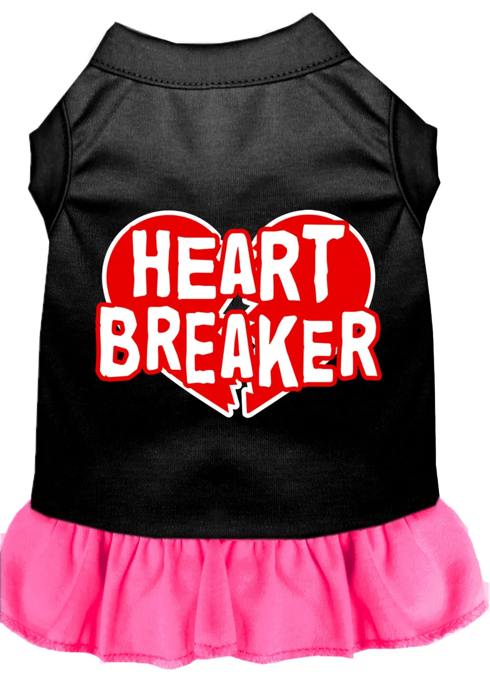 Heart Breaker Screen Print Dress Black With Bright Pink Lg