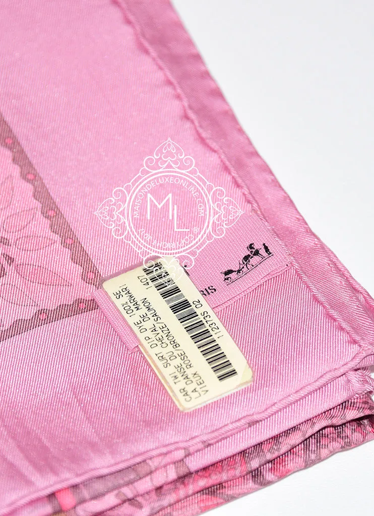 Hermes Pink Dip Dye Silk 90 cm La Danse du Cheval Marwari Scarf