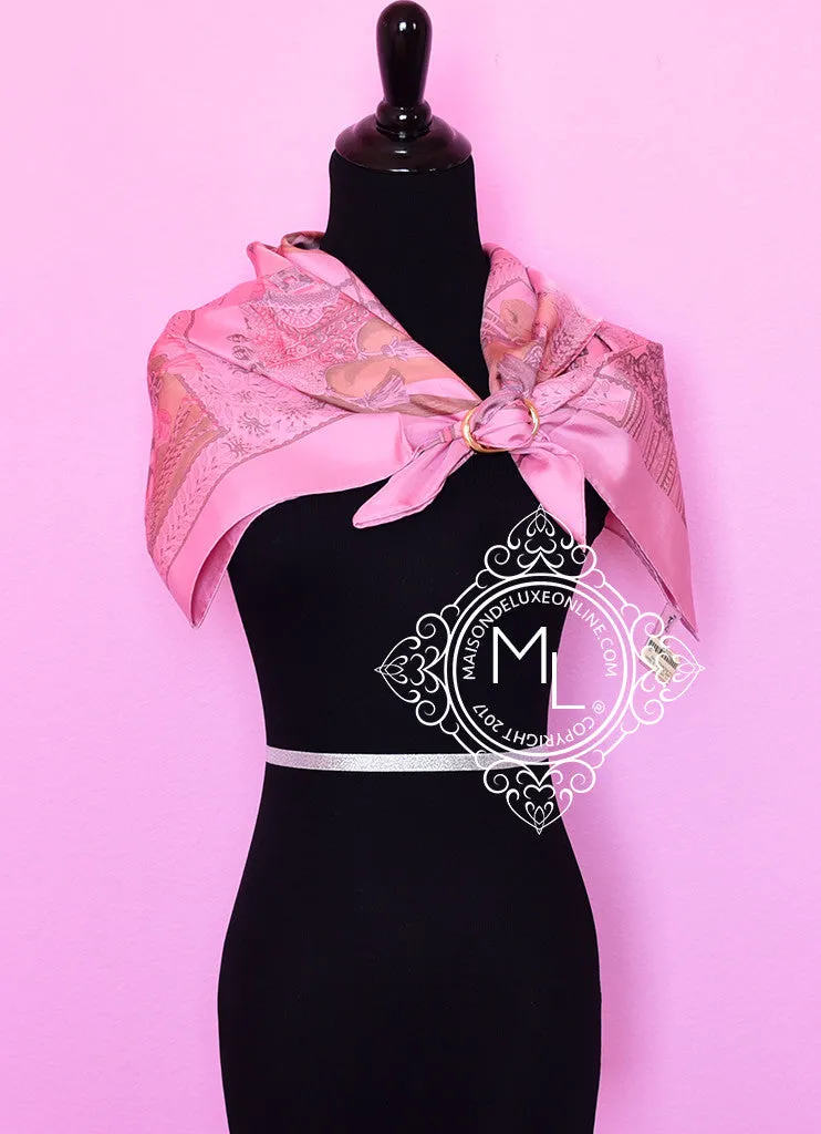 Hermes Pink Dip Dye Silk 90 cm La Danse du Cheval Marwari Scarf