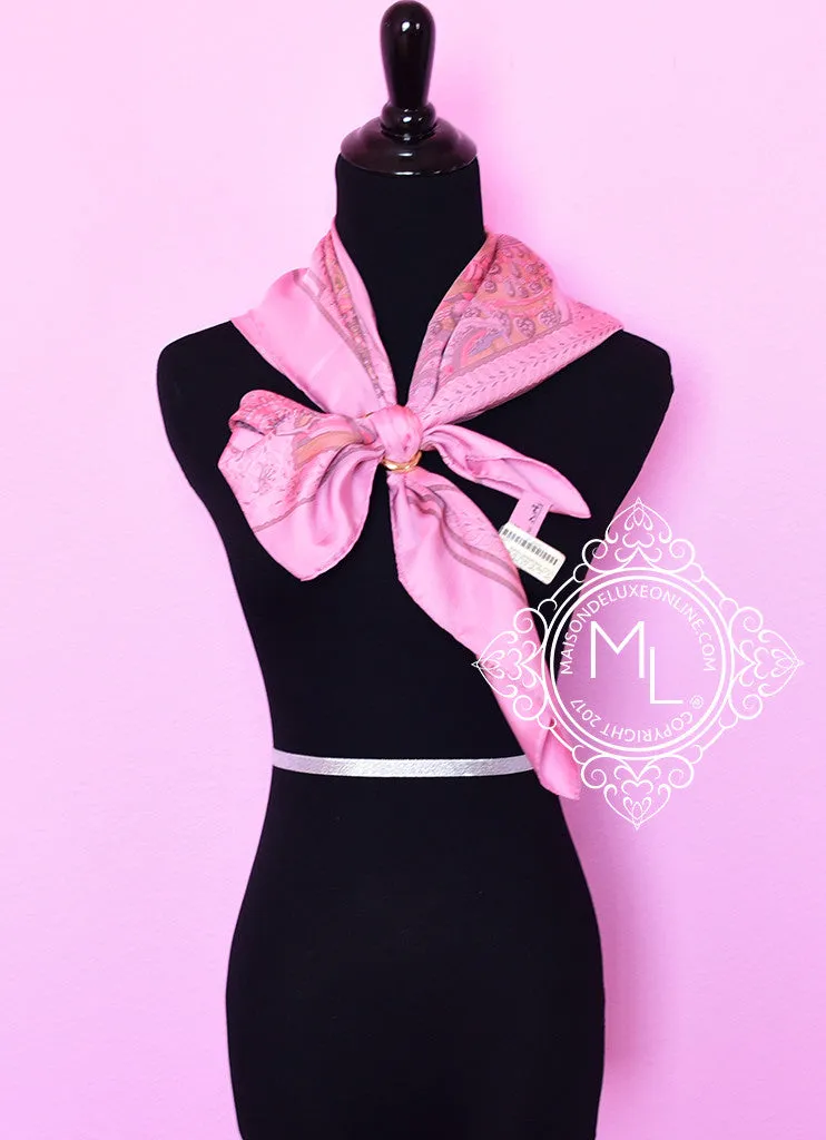 Hermes Pink Dip Dye Silk 90 cm La Danse du Cheval Marwari Scarf