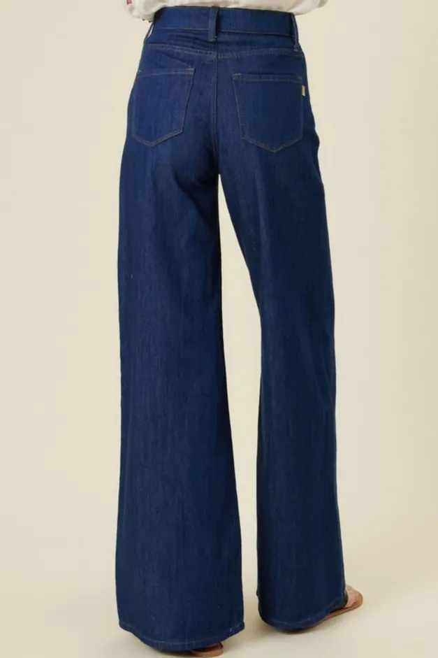 High-rise superwide-leg jean in dark wash
