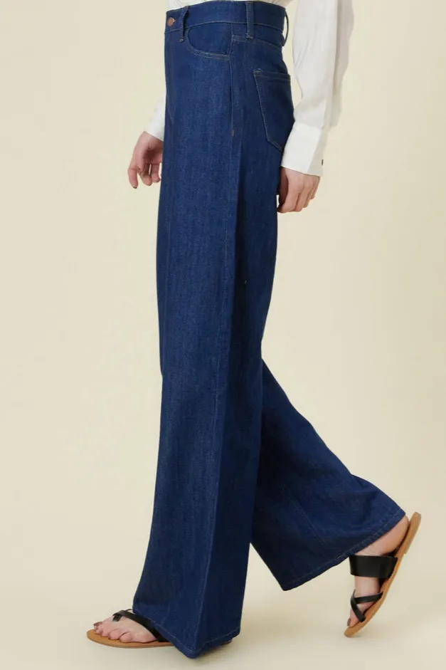 High-rise superwide-leg jean in dark wash