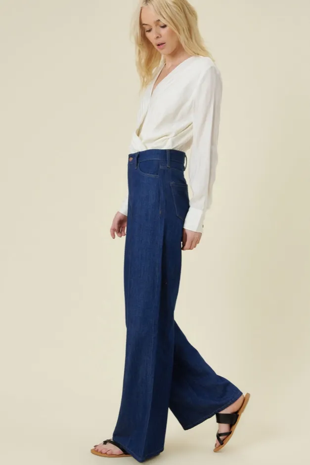 High-rise superwide-leg jean in dark wash