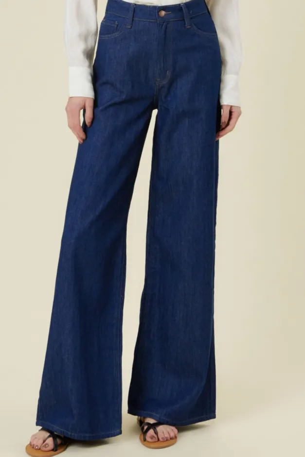High-rise superwide-leg jean in dark wash