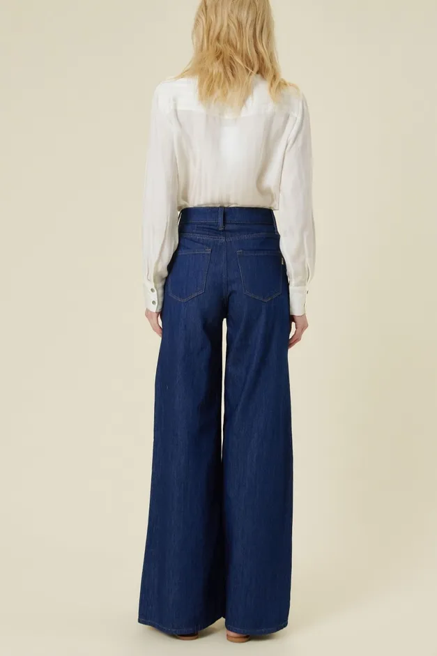 High-rise superwide-leg jean in dark wash