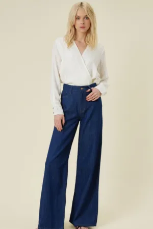 High-rise superwide-leg jean in dark wash