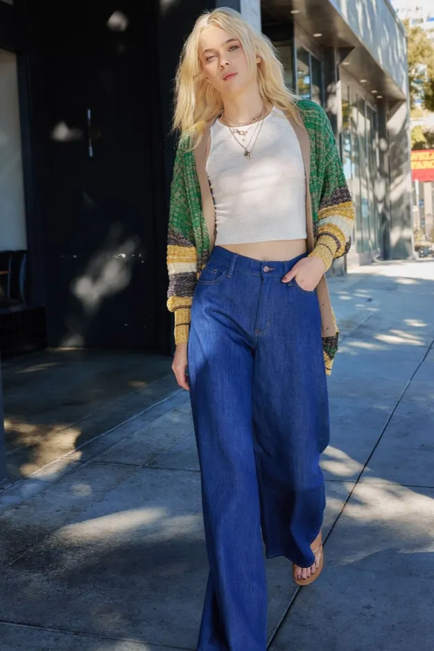 High-rise superwide-leg jean in dark wash