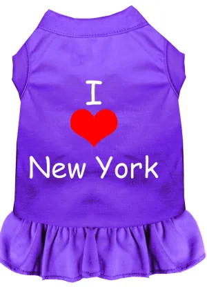 I Heart New York Screen Print Dress Purple Xs