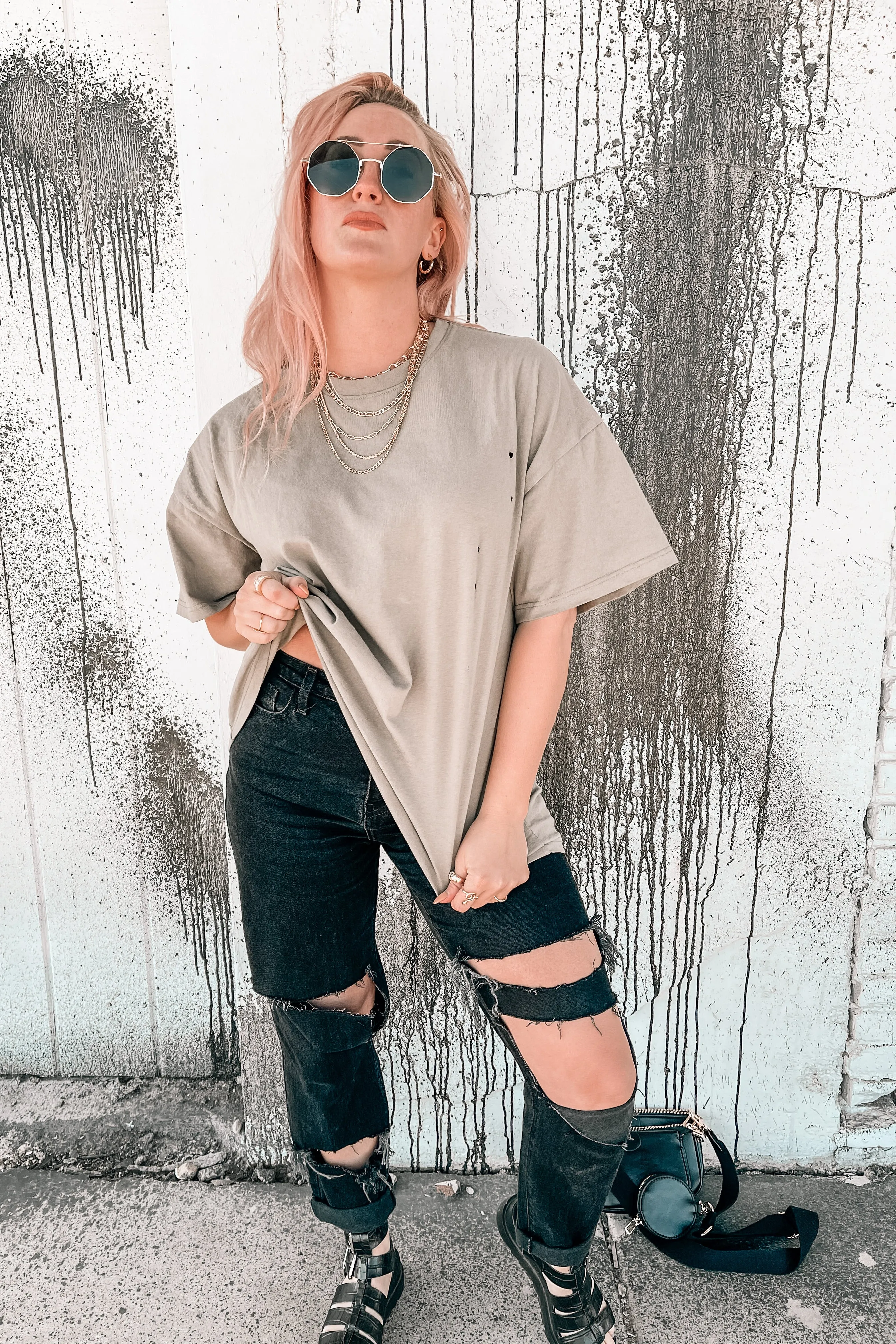 It's All Good Oversized Distressed Tee