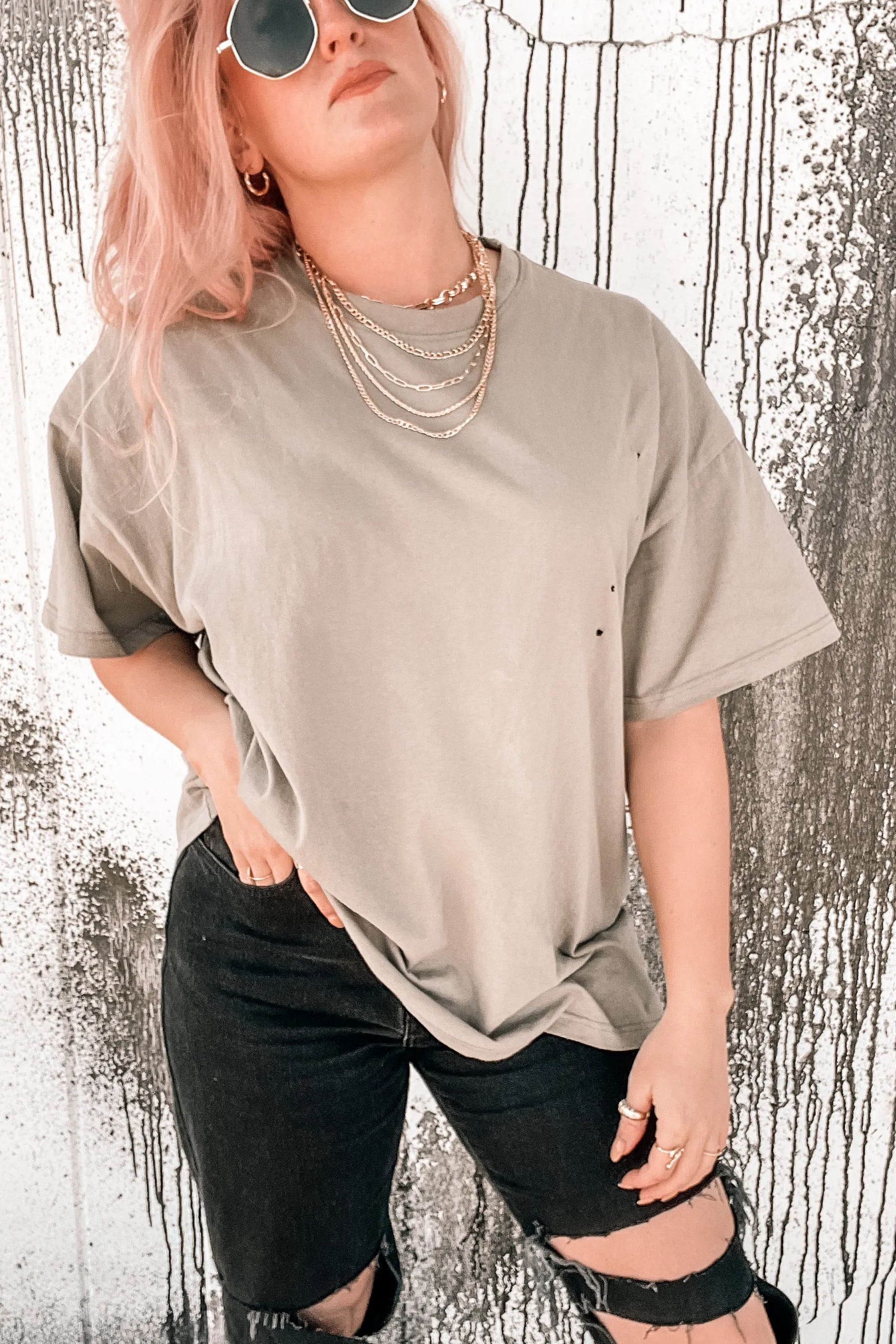 It's All Good Oversized Distressed Tee