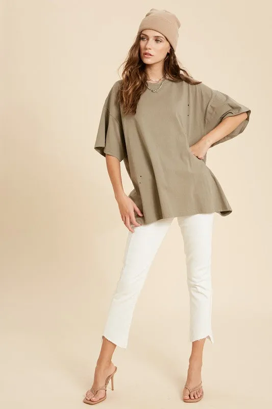 It's All Good Oversized Distressed Tee