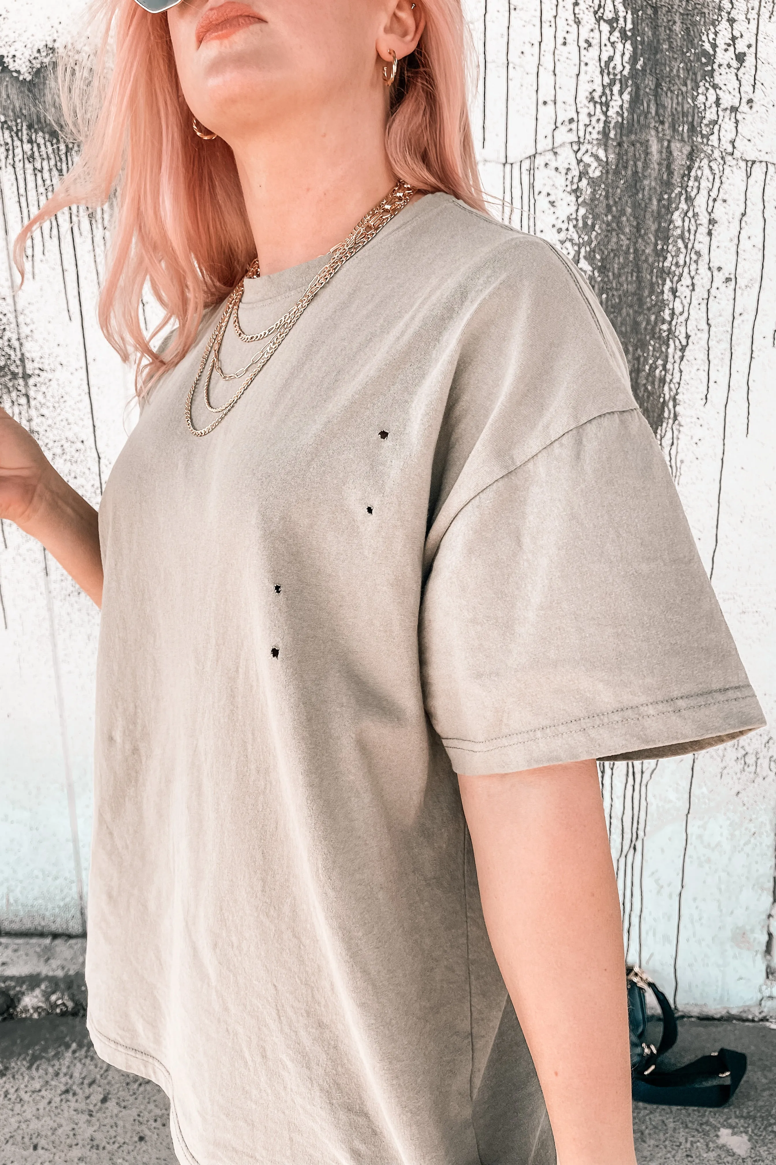 It's All Good Oversized Distressed Tee