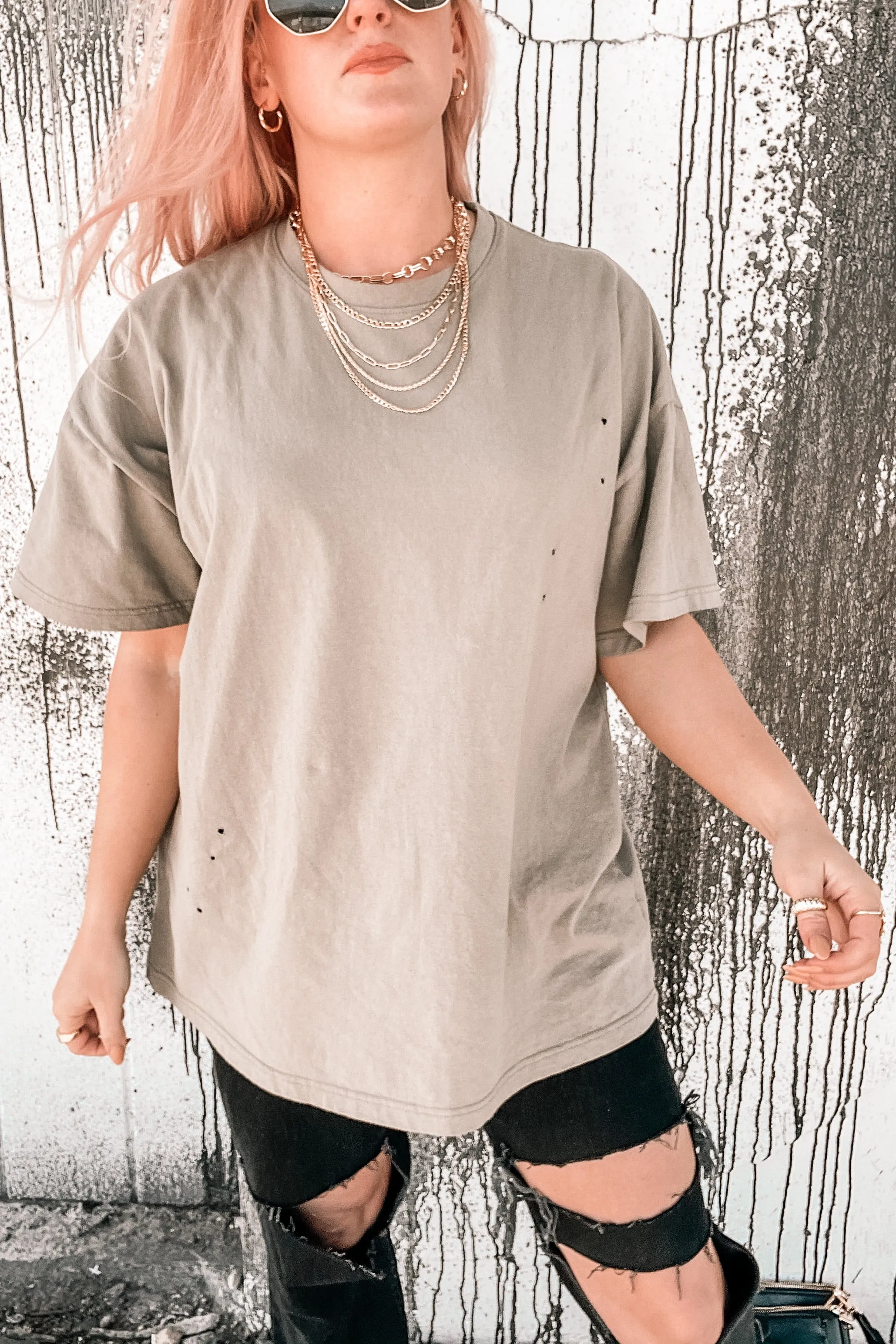 It's All Good Oversized Distressed Tee