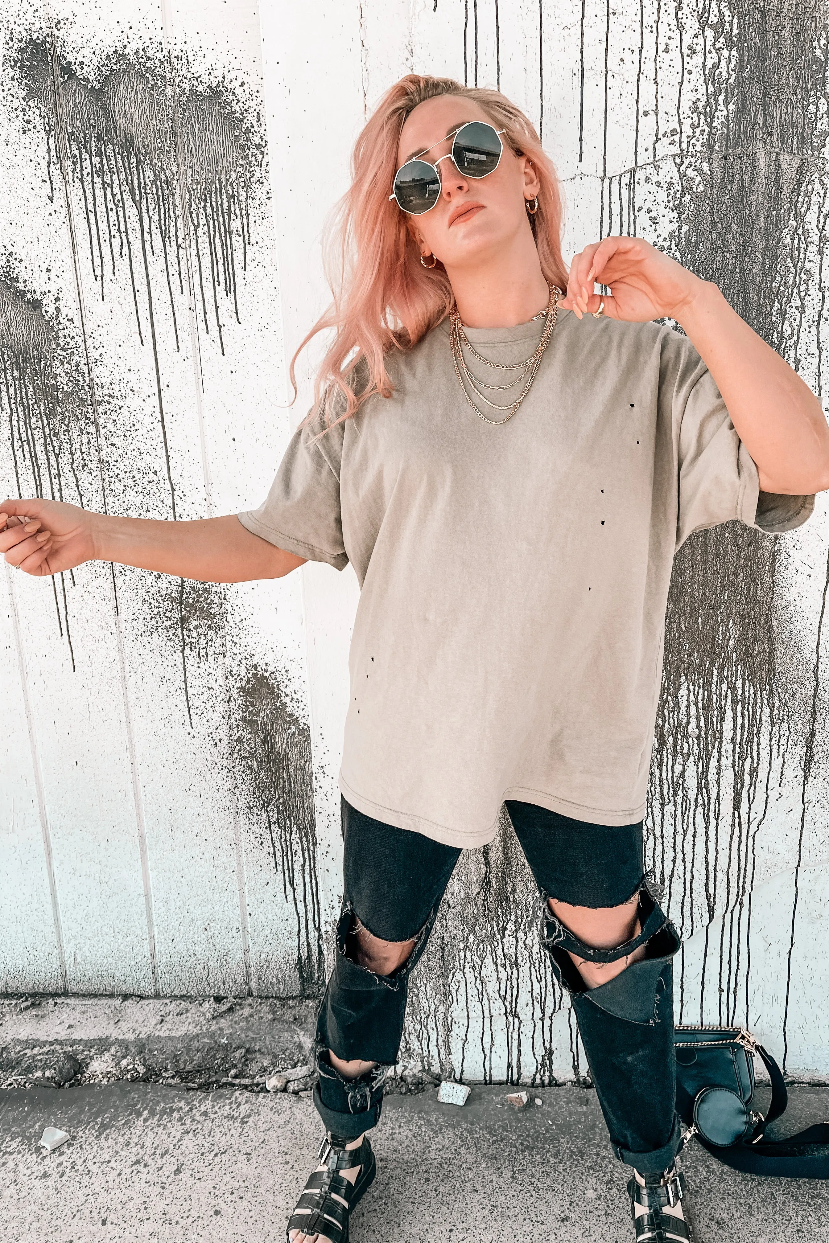 It's All Good Oversized Distressed Tee