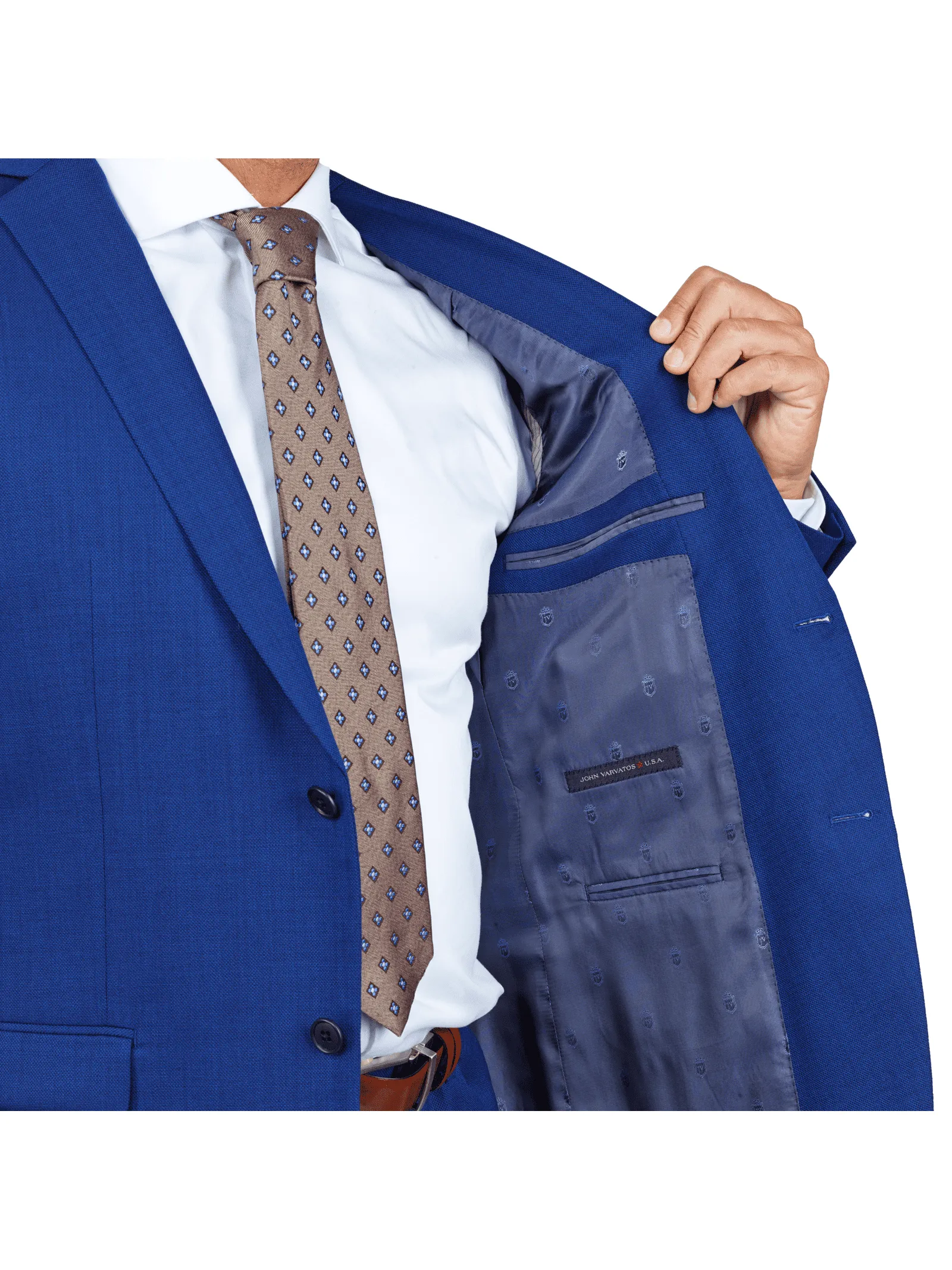John Varvatos Mens Blue Textured Slim Fit 100% Wool 2 Piece Suit