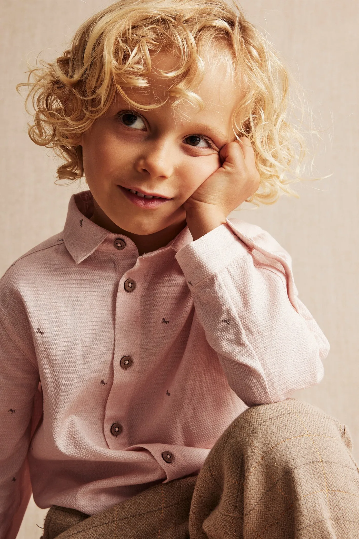 Kids' pink circus horse patterned shirt