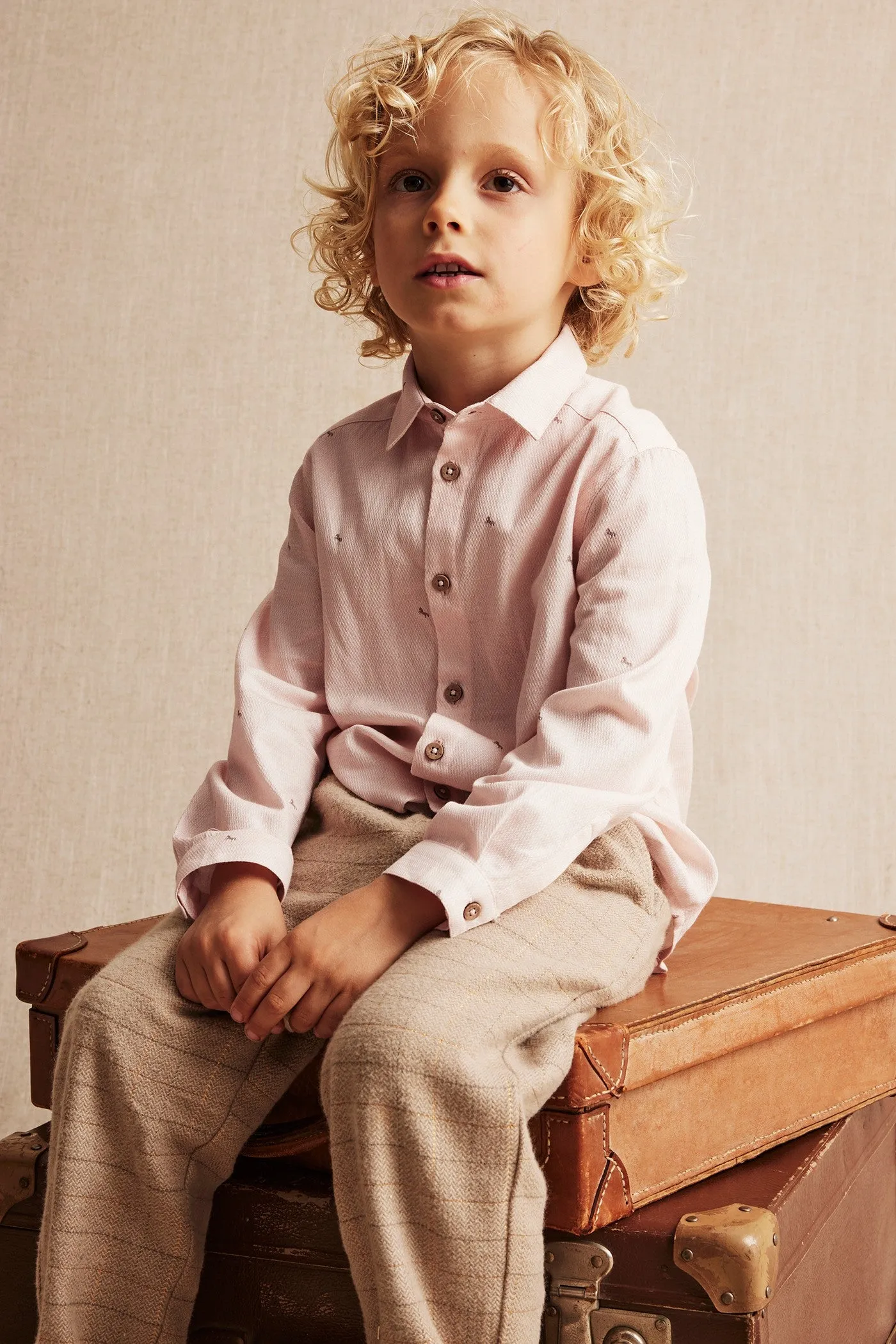 Kids' pink circus horse patterned shirt