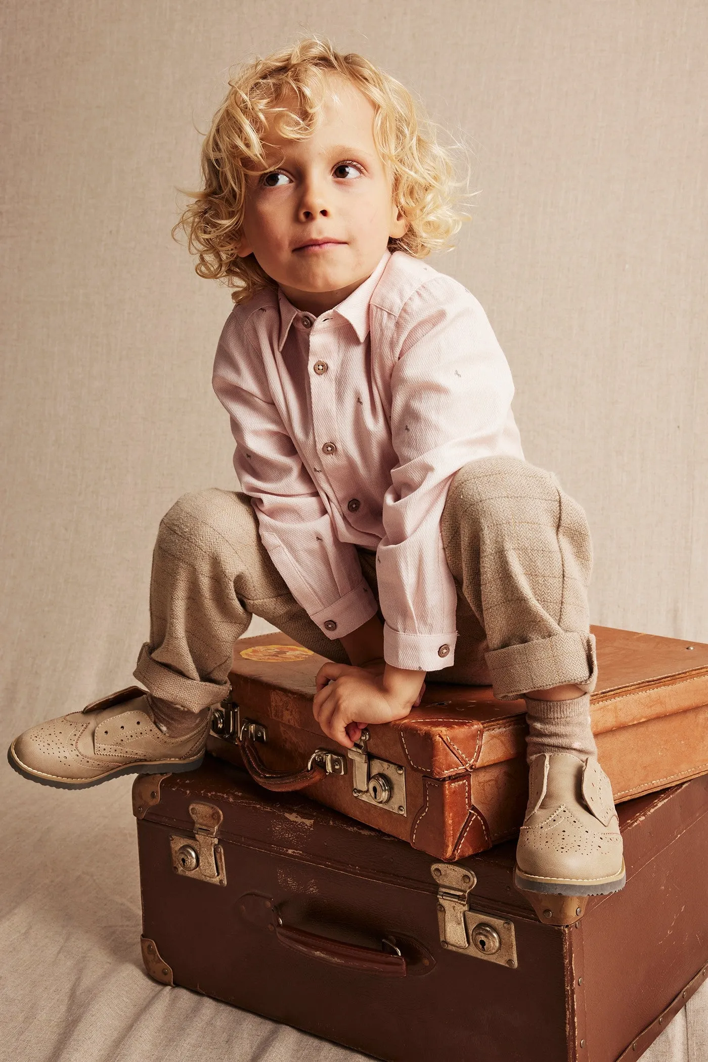 Kids' pink circus horse patterned shirt