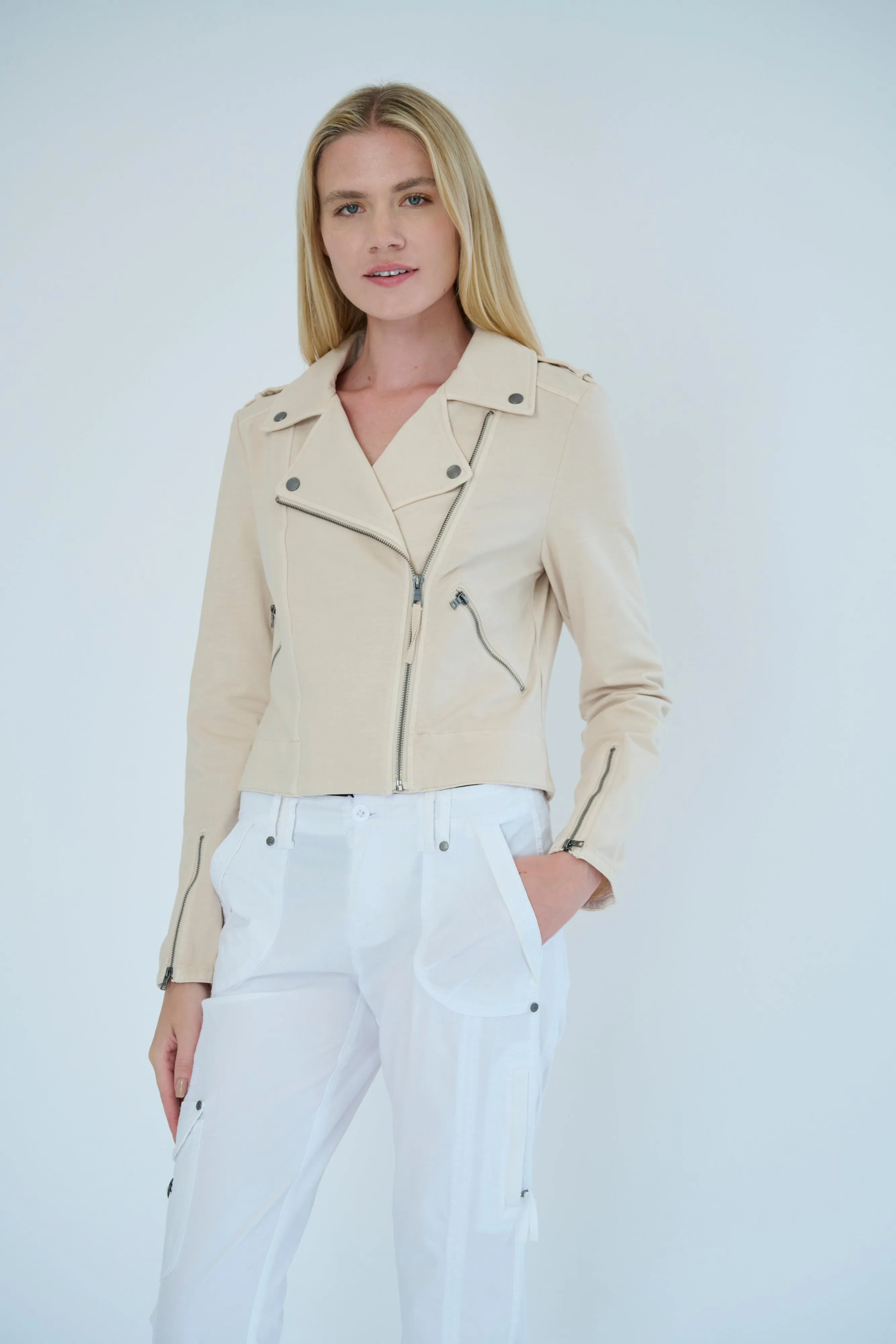 Layla Cotton Knit Moto Jacket