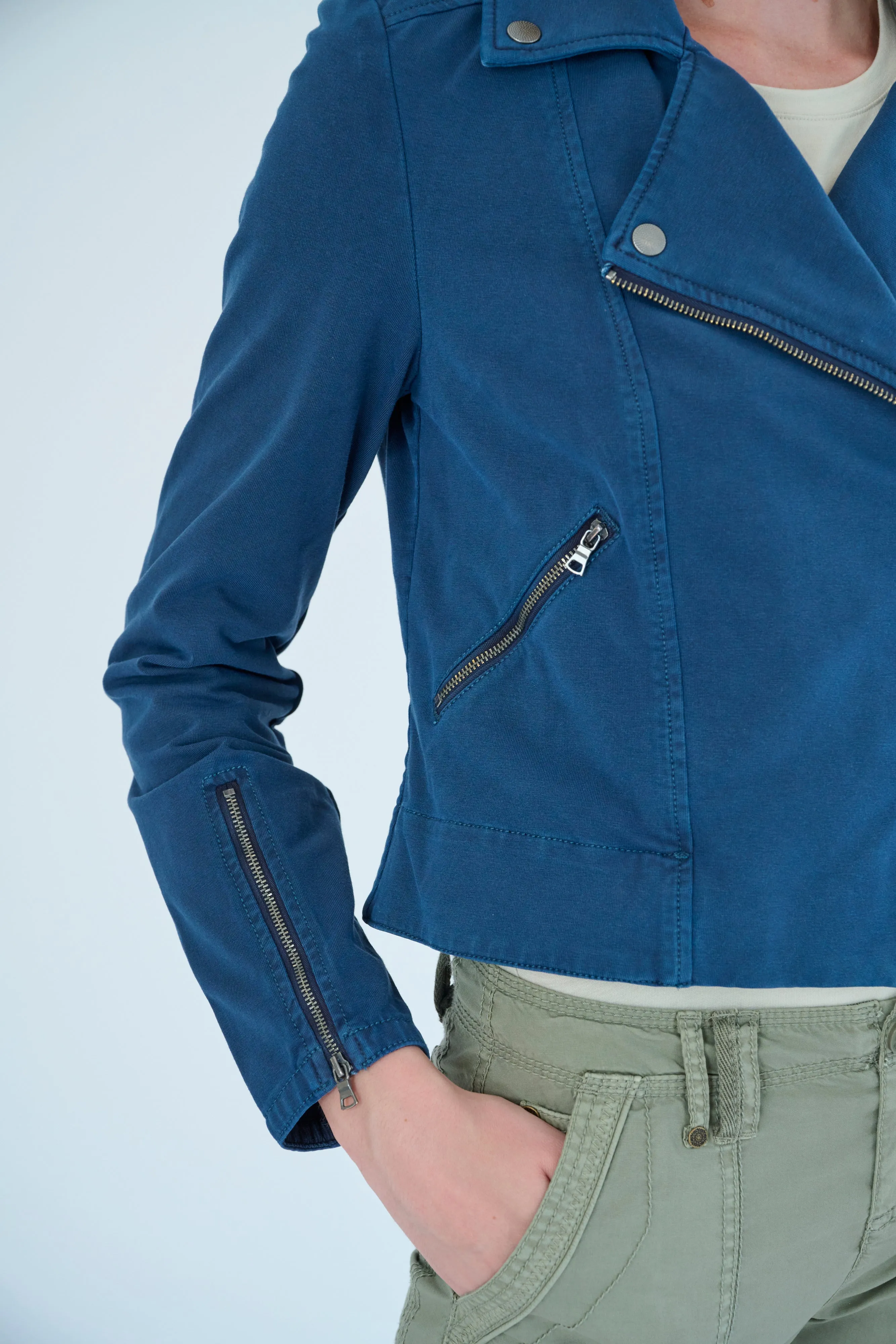 Layla Cotton Knit Moto Jacket