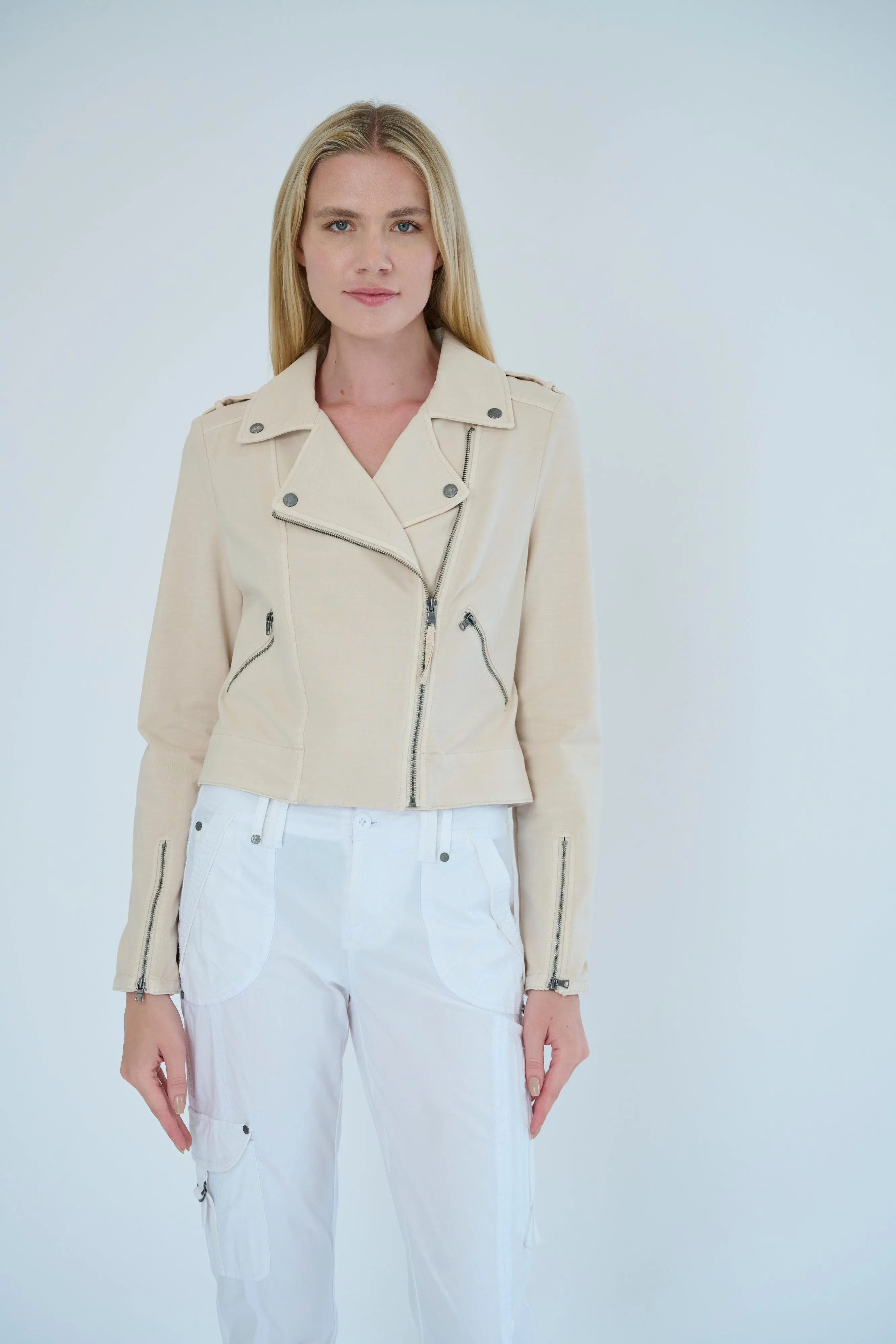 Layla Cotton Knit Moto Jacket