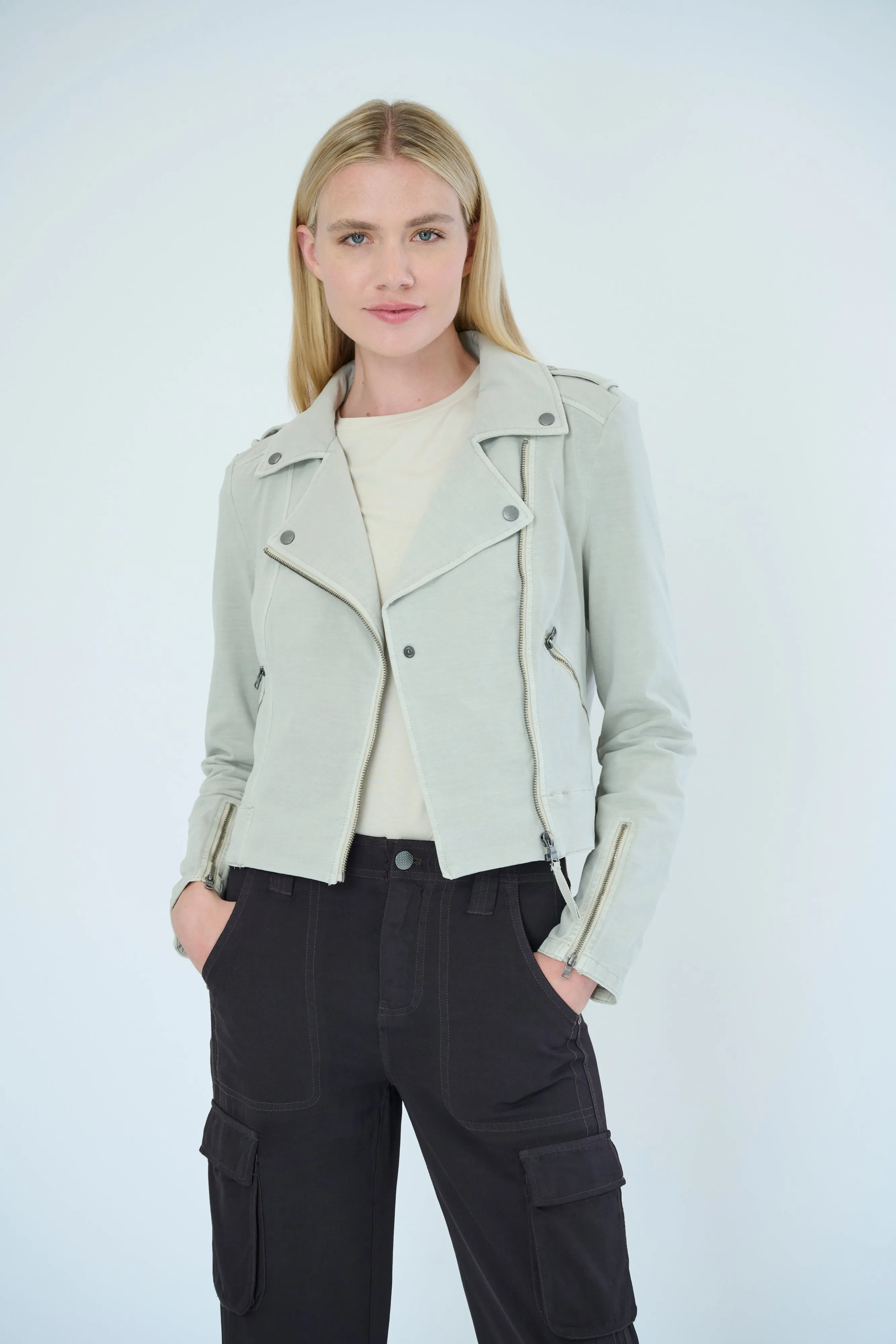 Layla Cotton Knit Moto Jacket