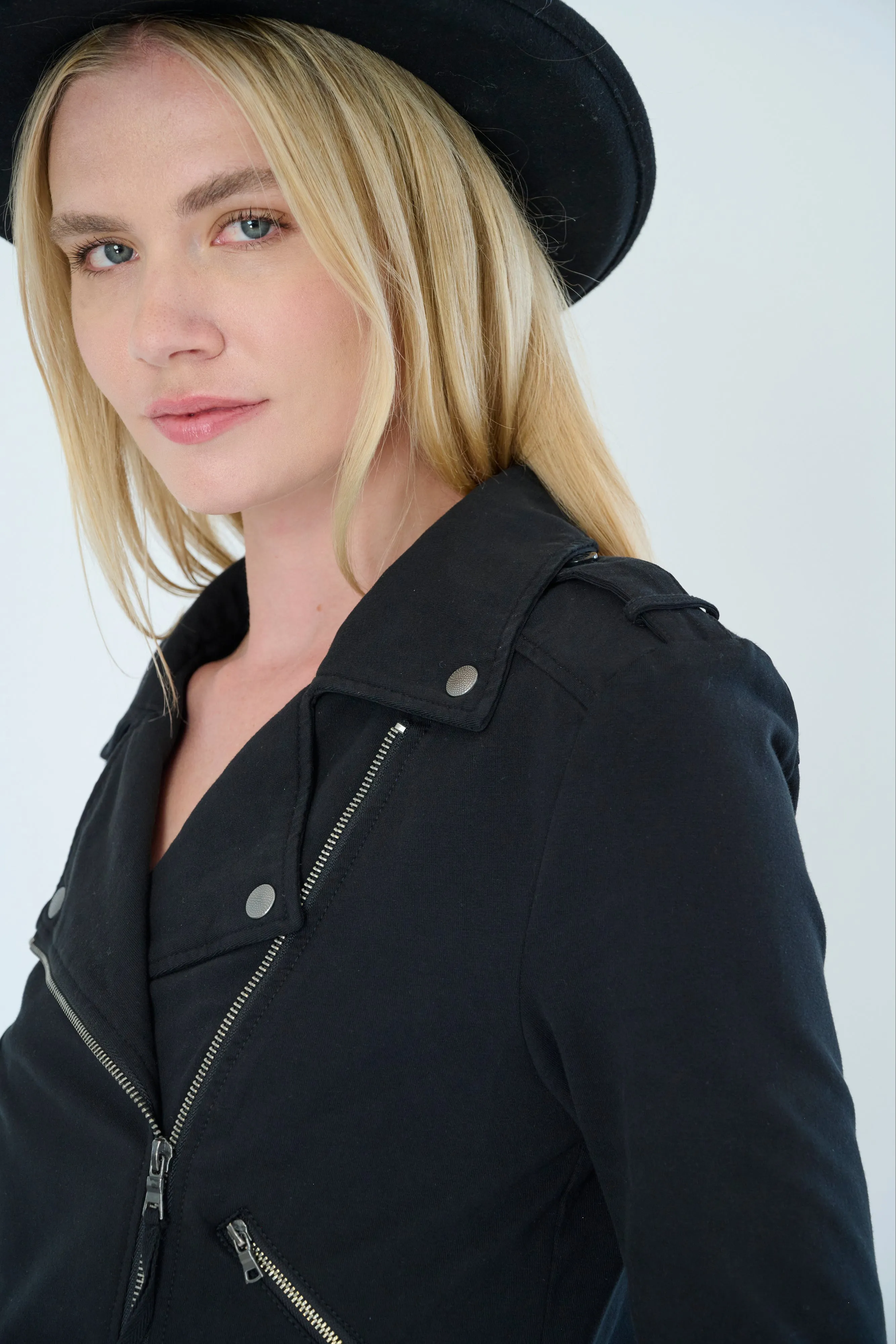 Layla Cotton Knit Moto Jacket