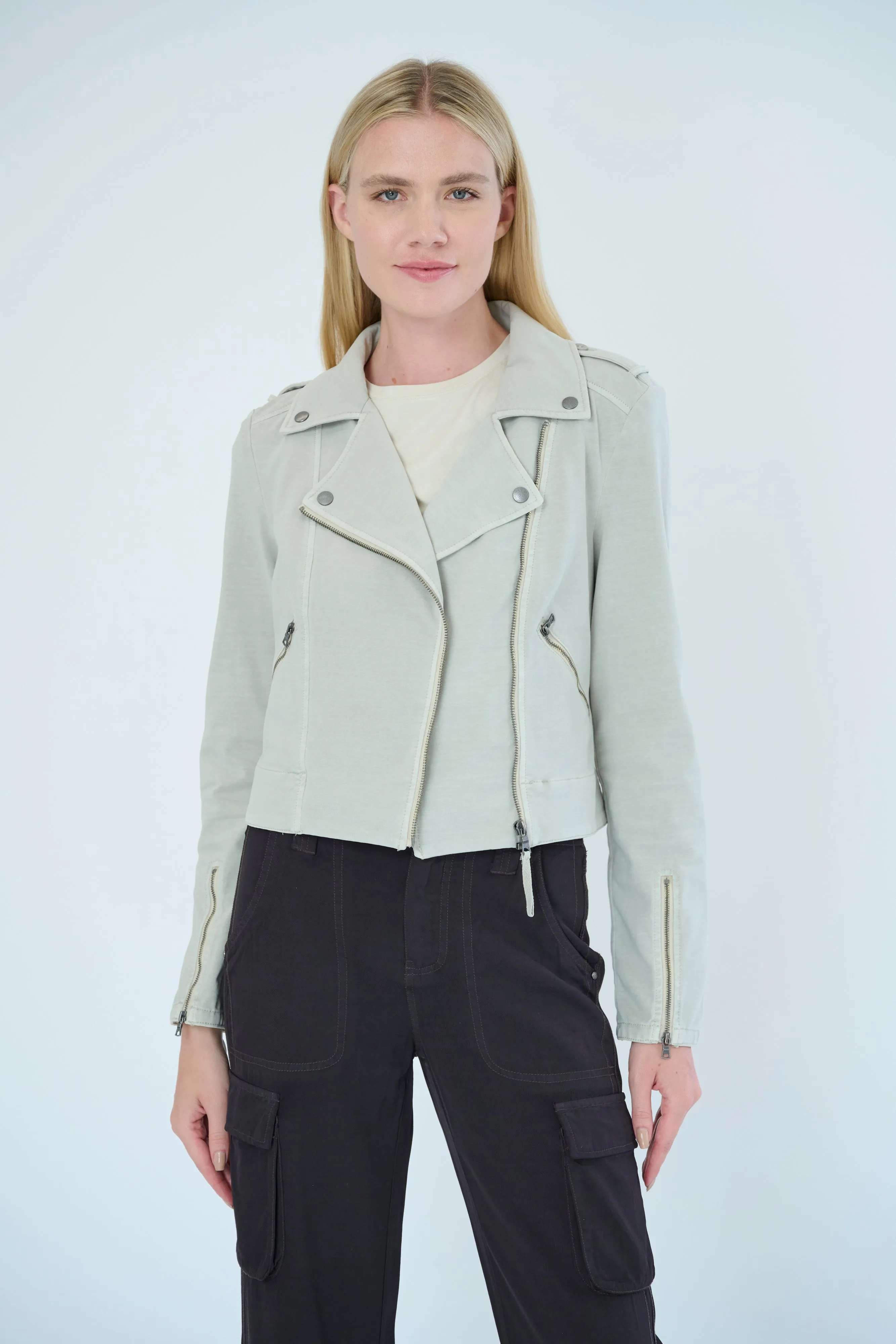 Layla Cotton Knit Moto Jacket