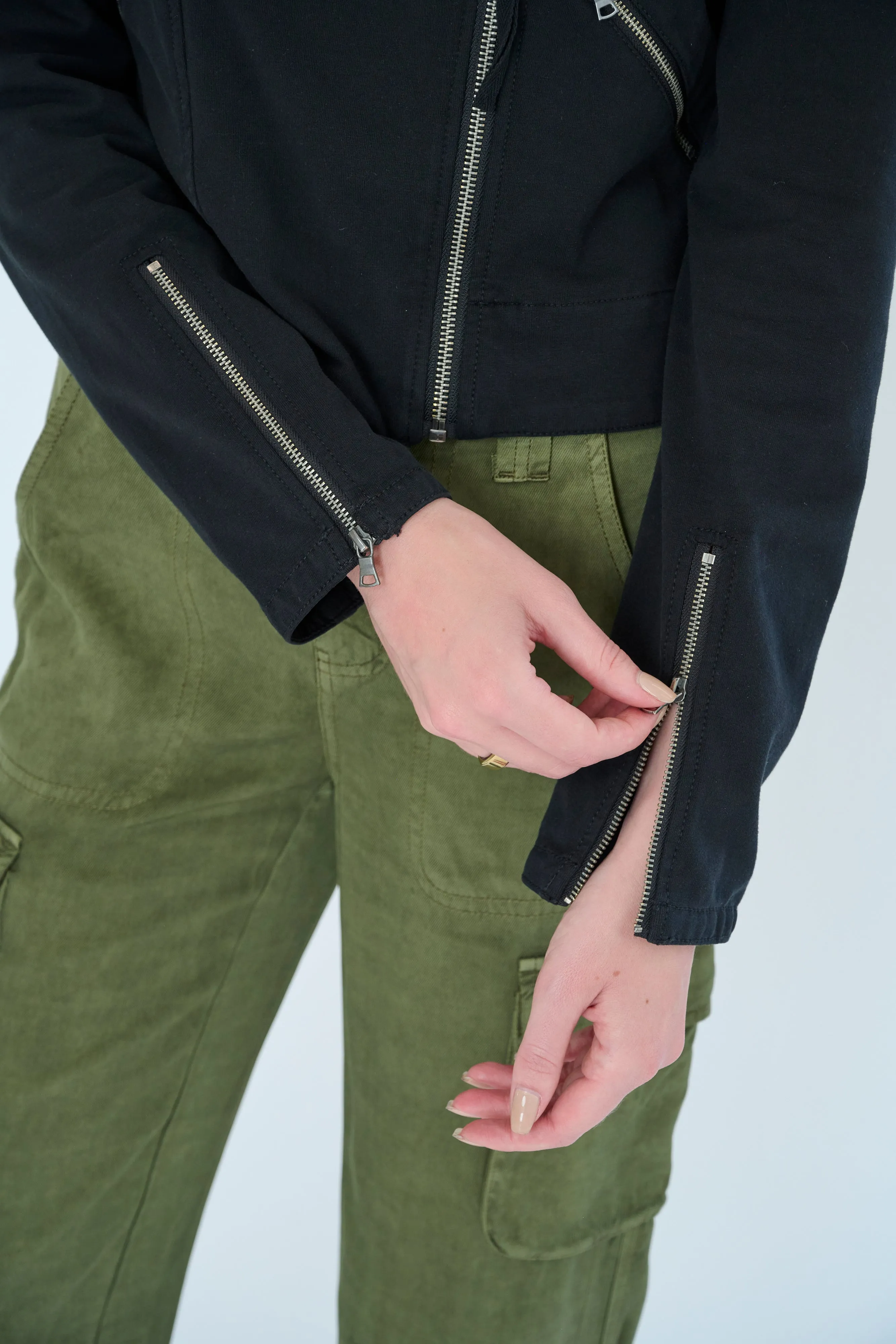 Layla Cotton Knit Moto Jacket