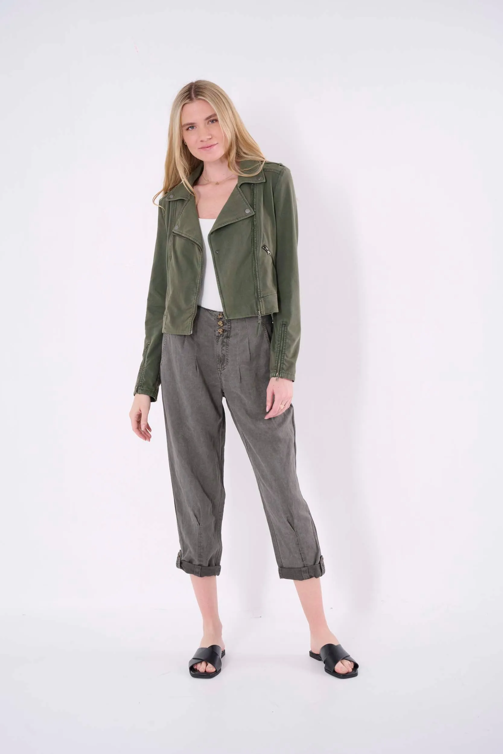 Layla Cotton Knit Moto Jacket