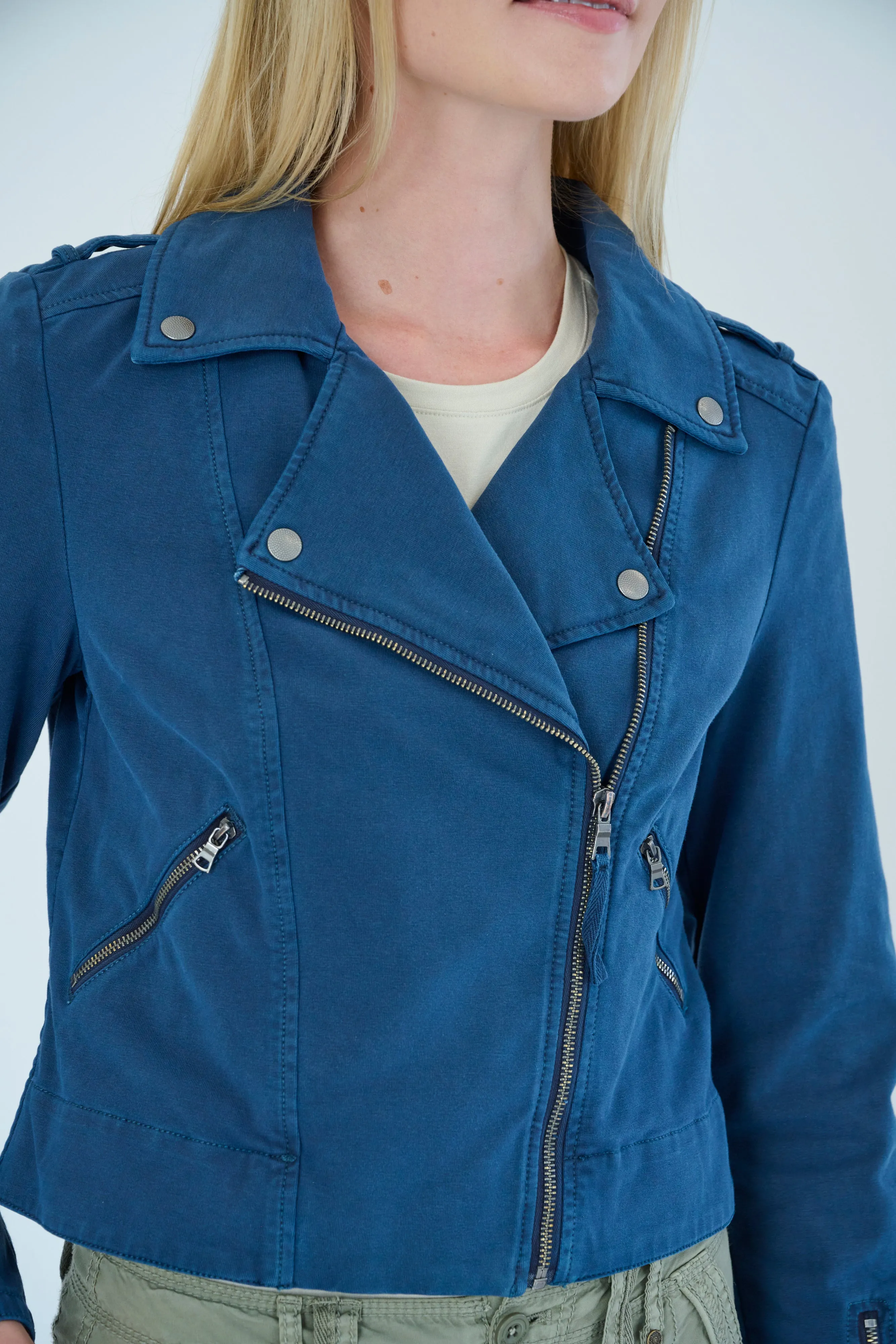 Layla Cotton Knit Moto Jacket