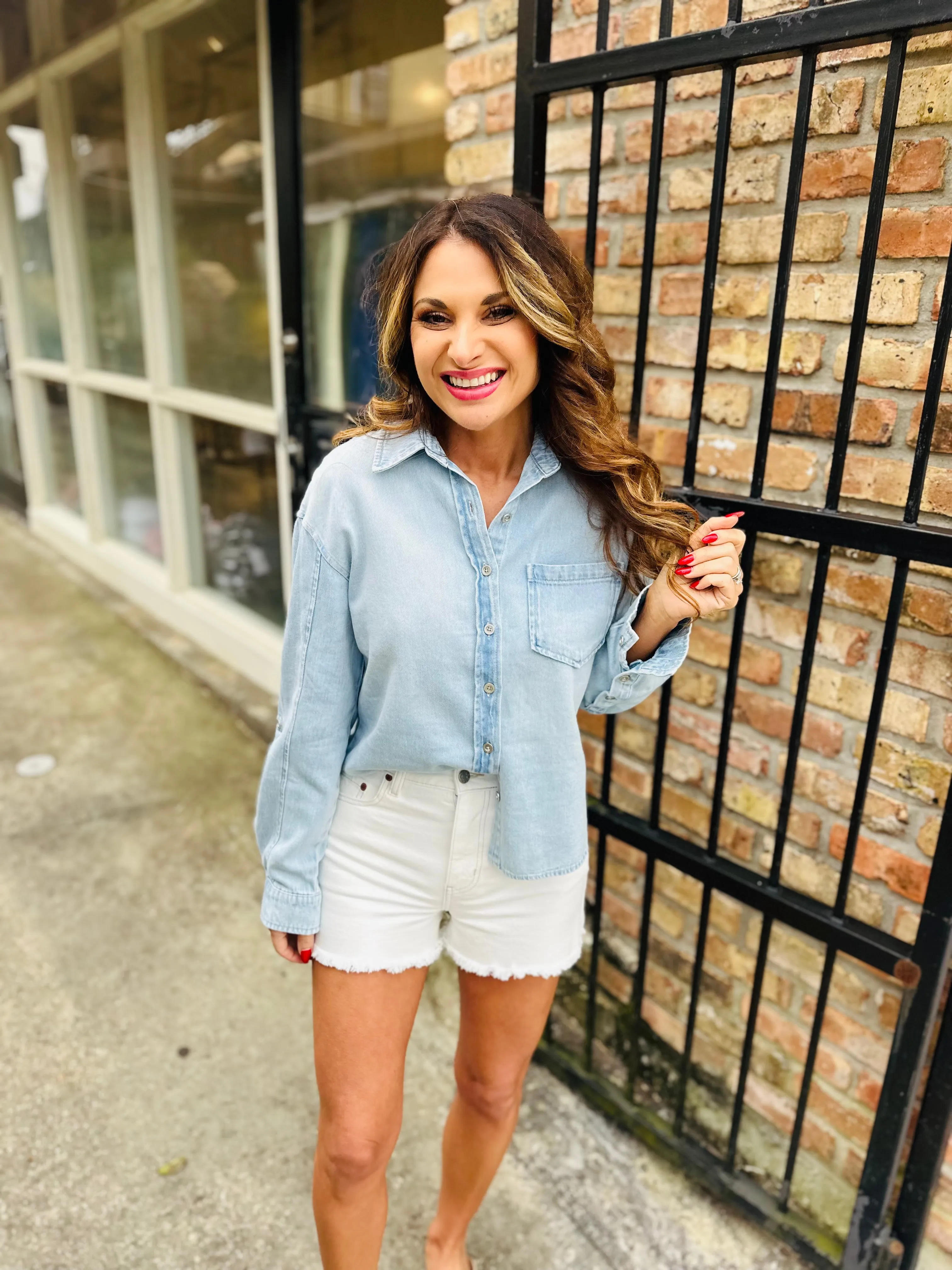 Leighton Denim Button Down- Light Wash
