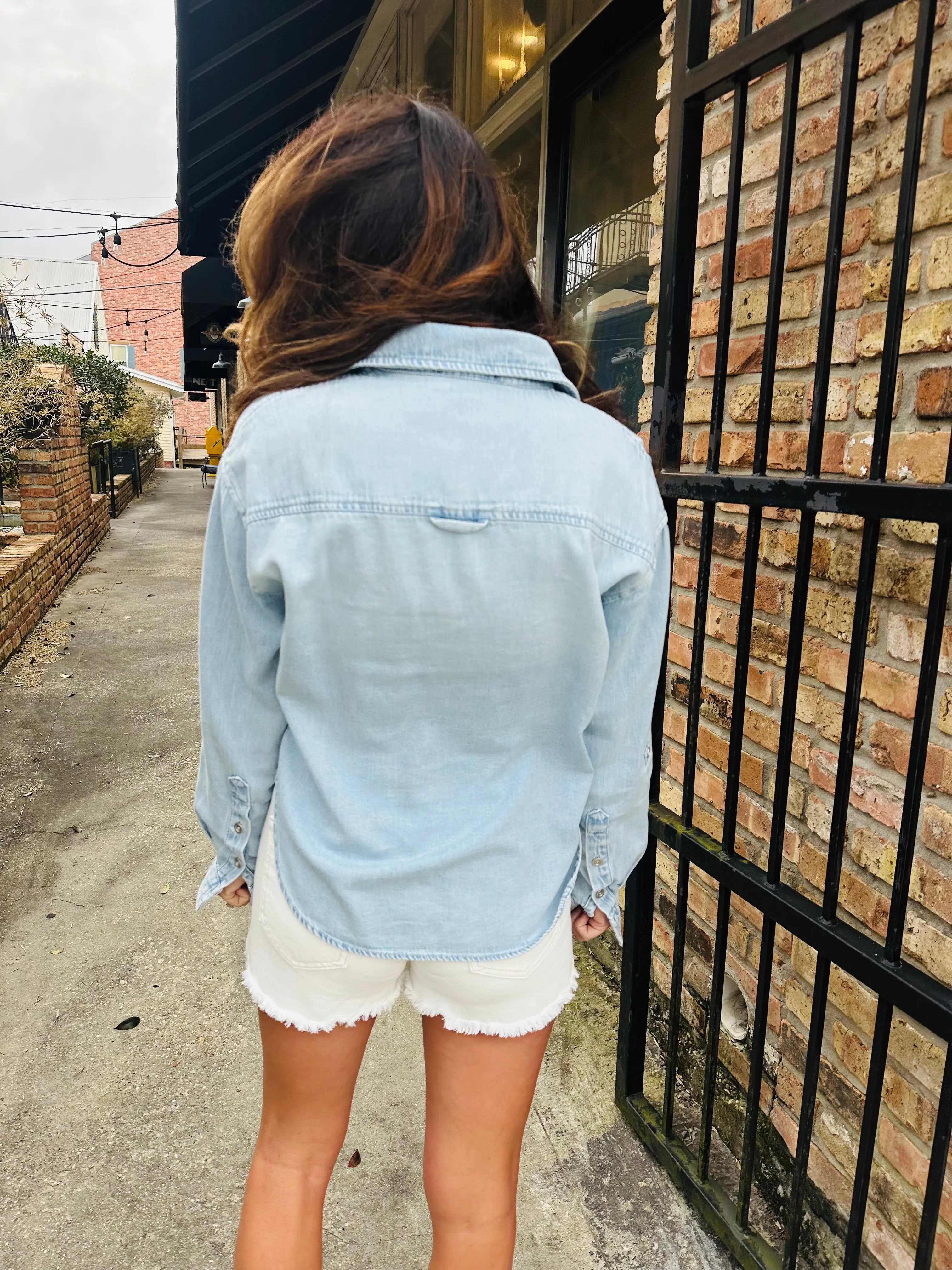Leighton Denim Button Down- Light Wash