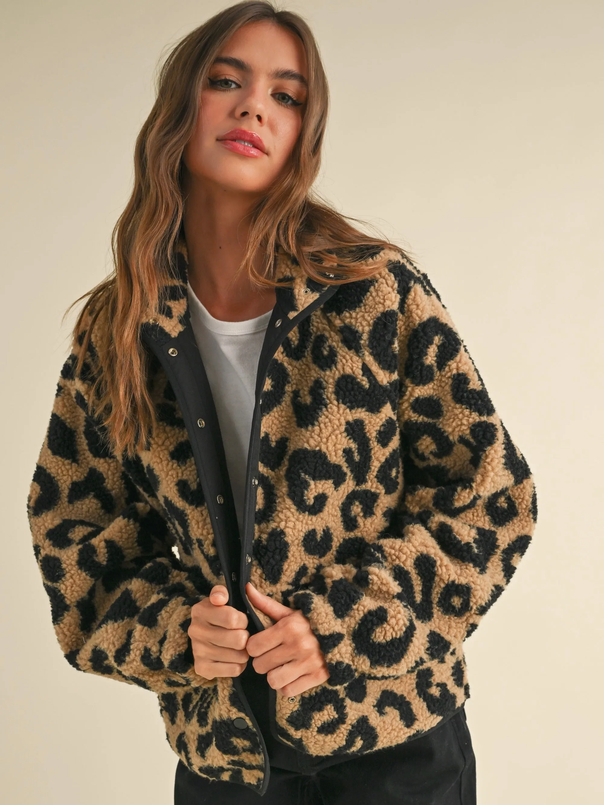 Leopard Pattern Sherpa Jacket