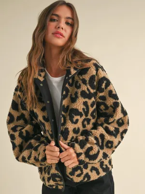 Leopard Pattern Sherpa Jacket