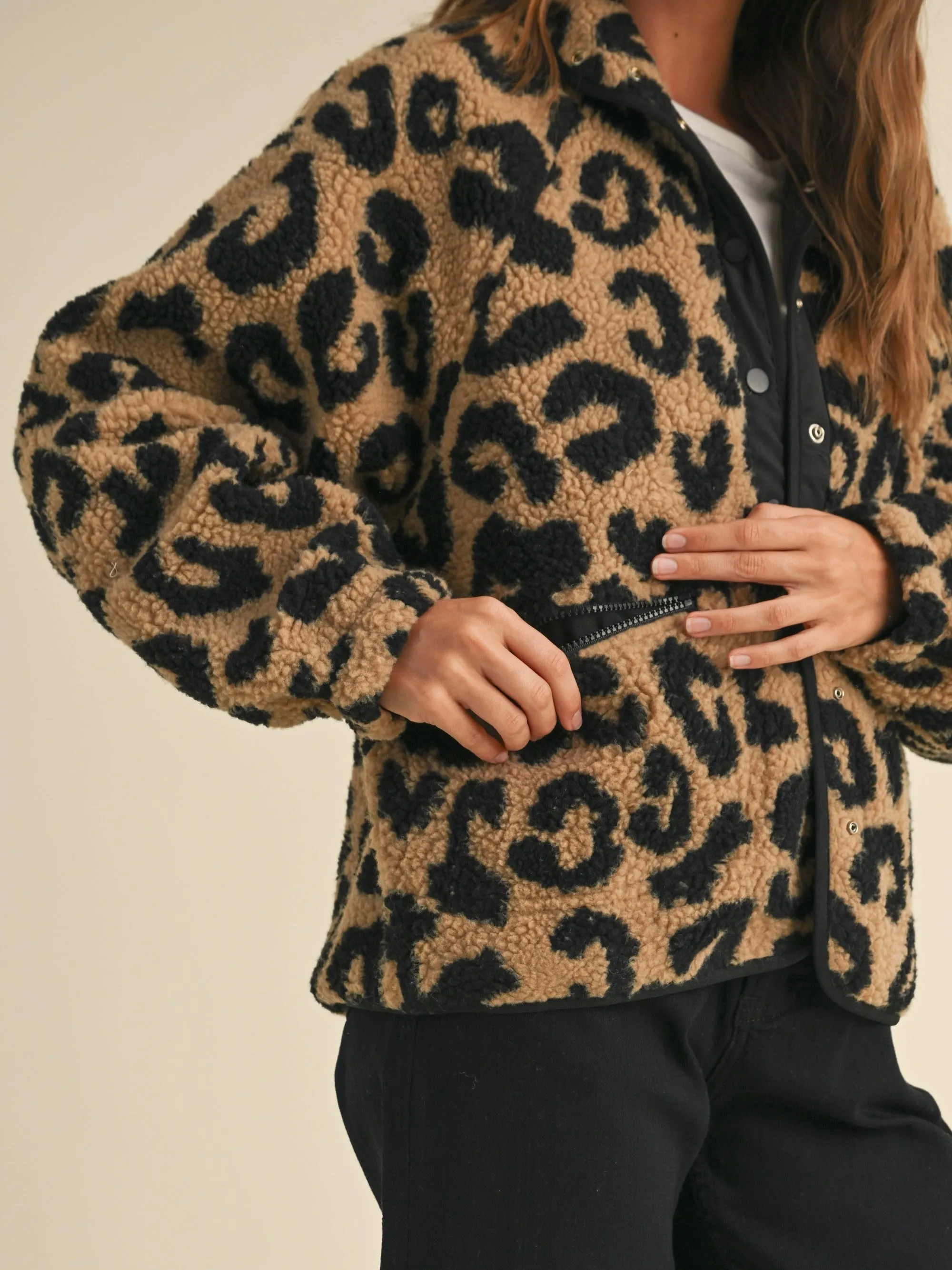 Leopard Pattern Sherpa Jacket