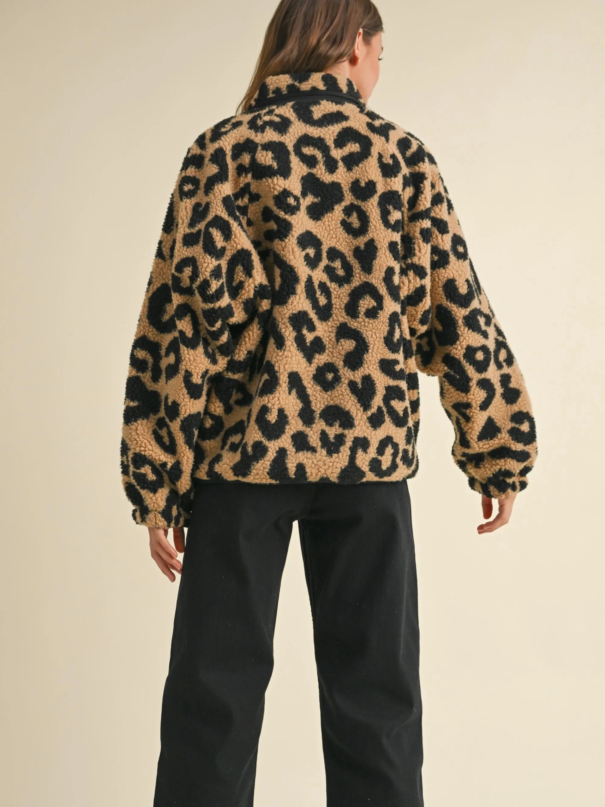 Leopard Pattern Sherpa Jacket