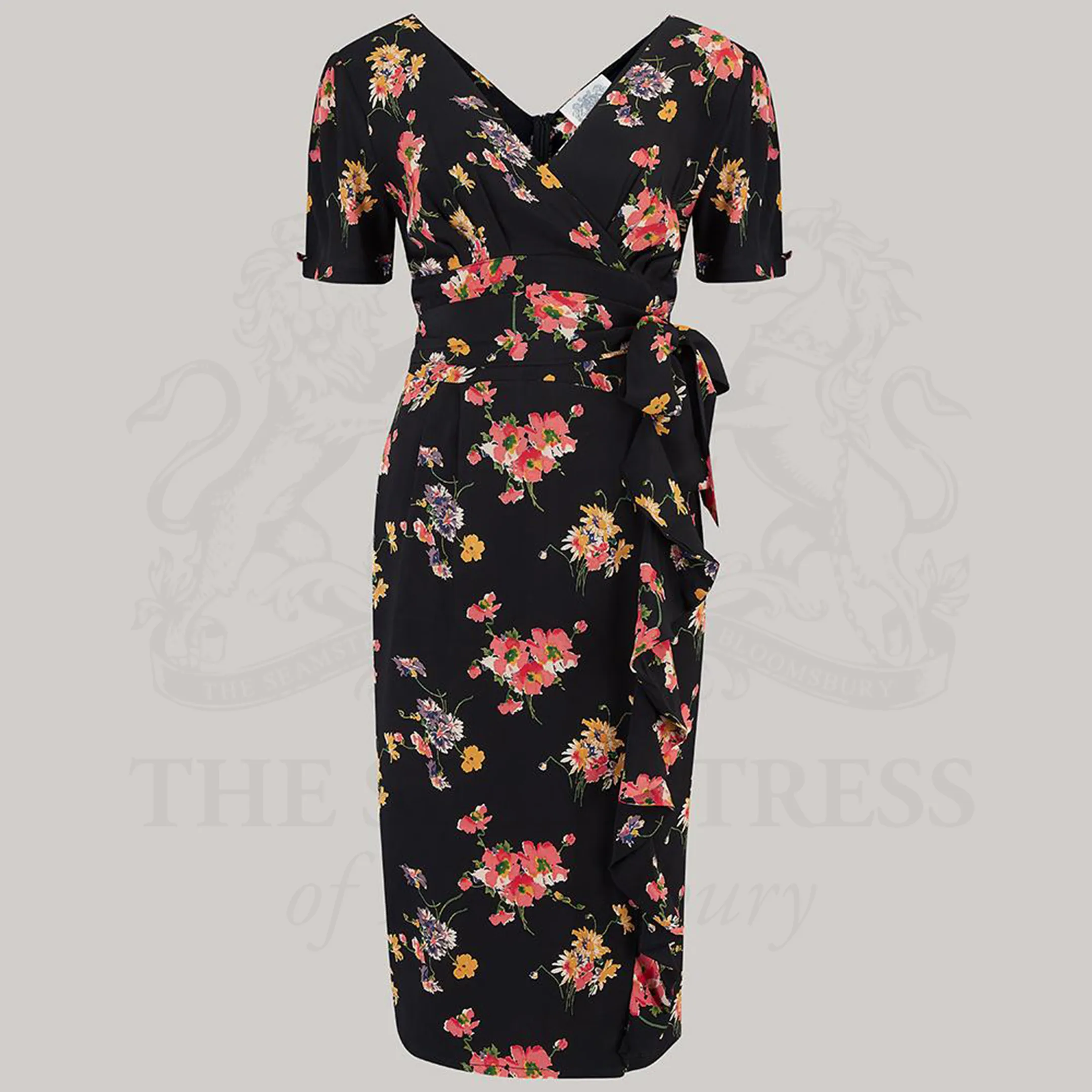 Lilian Dress in Black Mayflower