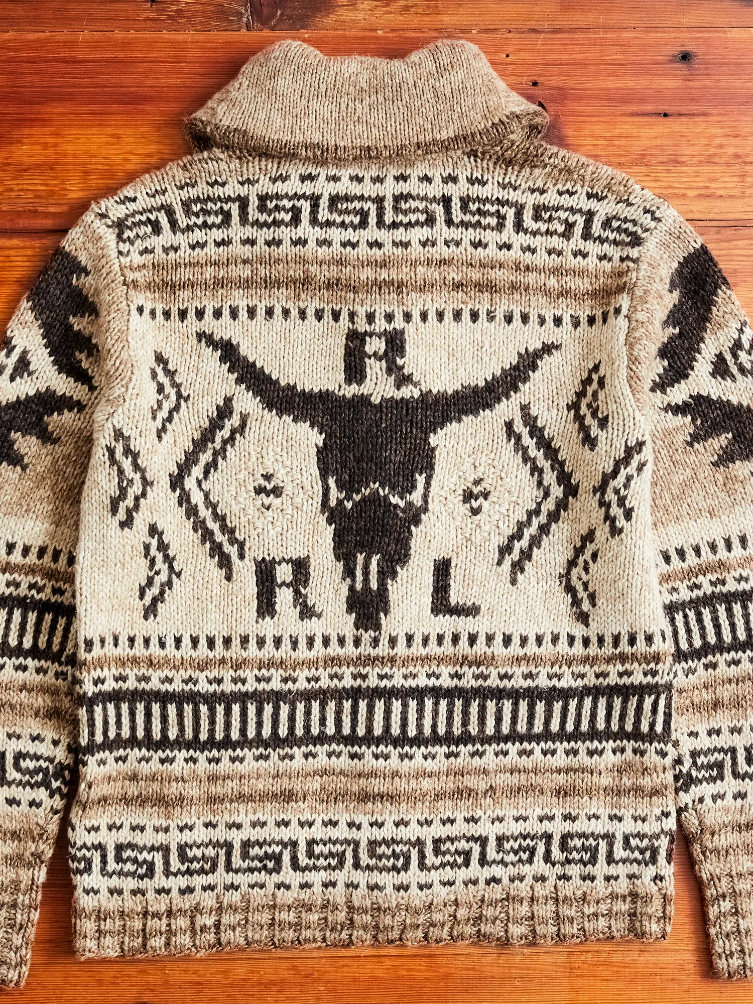 Linen-Silk Shawl Collar Cardigan in Brown Tan Multi