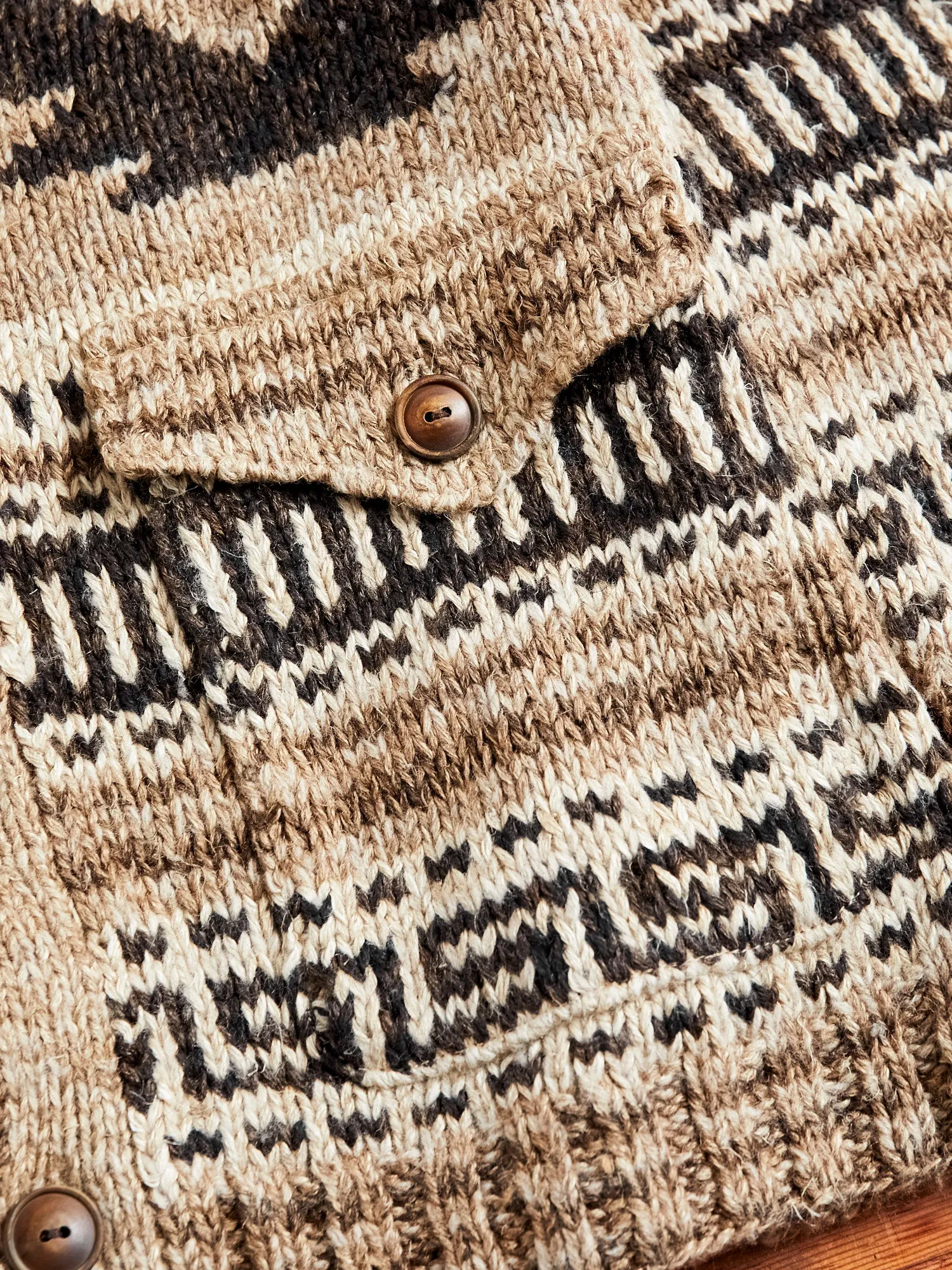 Linen-Silk Shawl Collar Cardigan in Brown Tan Multi