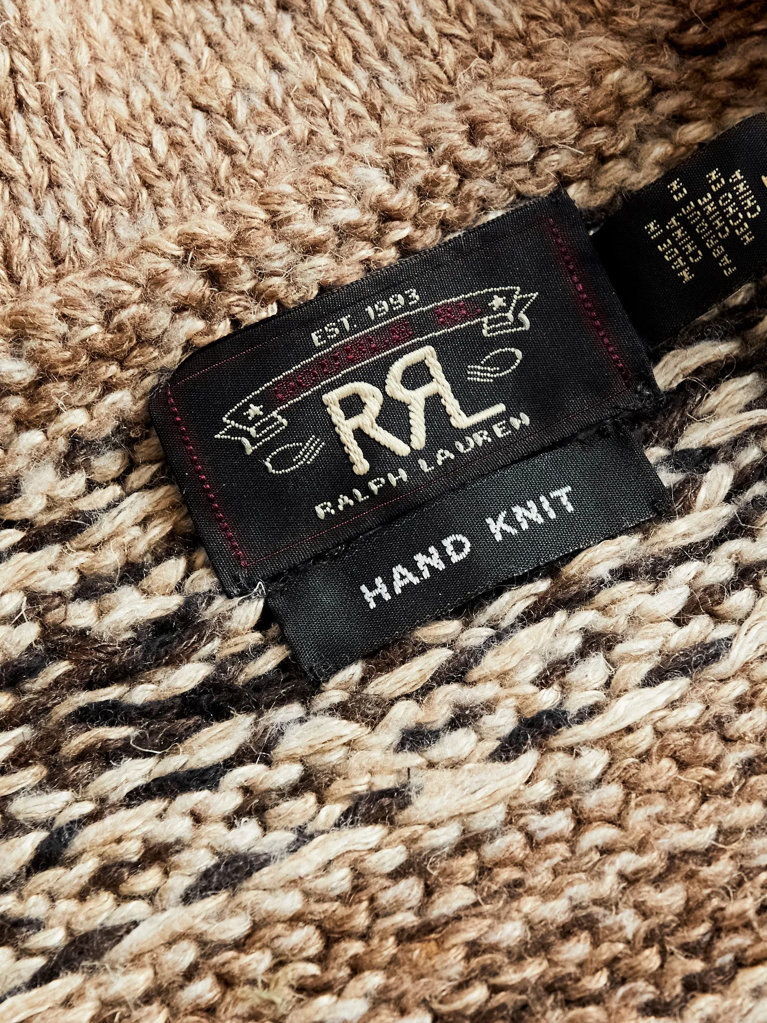 Linen-Silk Shawl Collar Cardigan in Brown Tan Multi