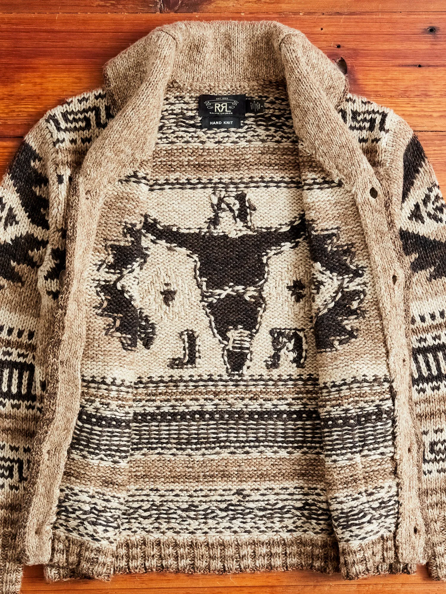 Linen-Silk Shawl Collar Cardigan in Brown Tan Multi