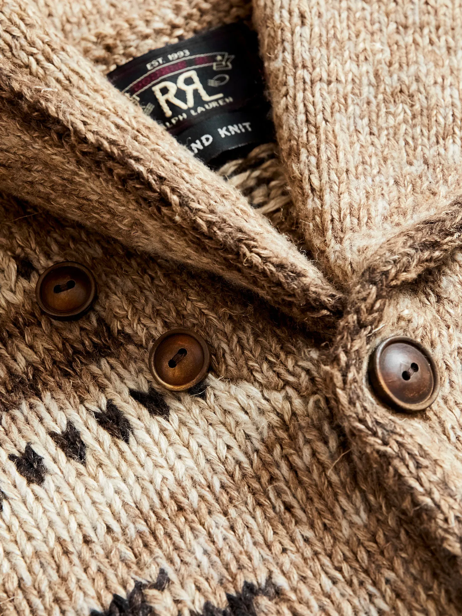 Linen-Silk Shawl Collar Cardigan in Brown Tan Multi