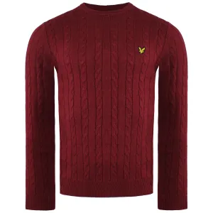 Lyle & Scott Cable Mens Burgundy Sweater