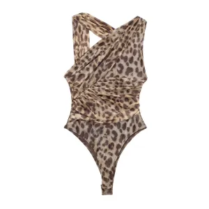 LYNE  Bold Mesh Leopard Print Bodysuit